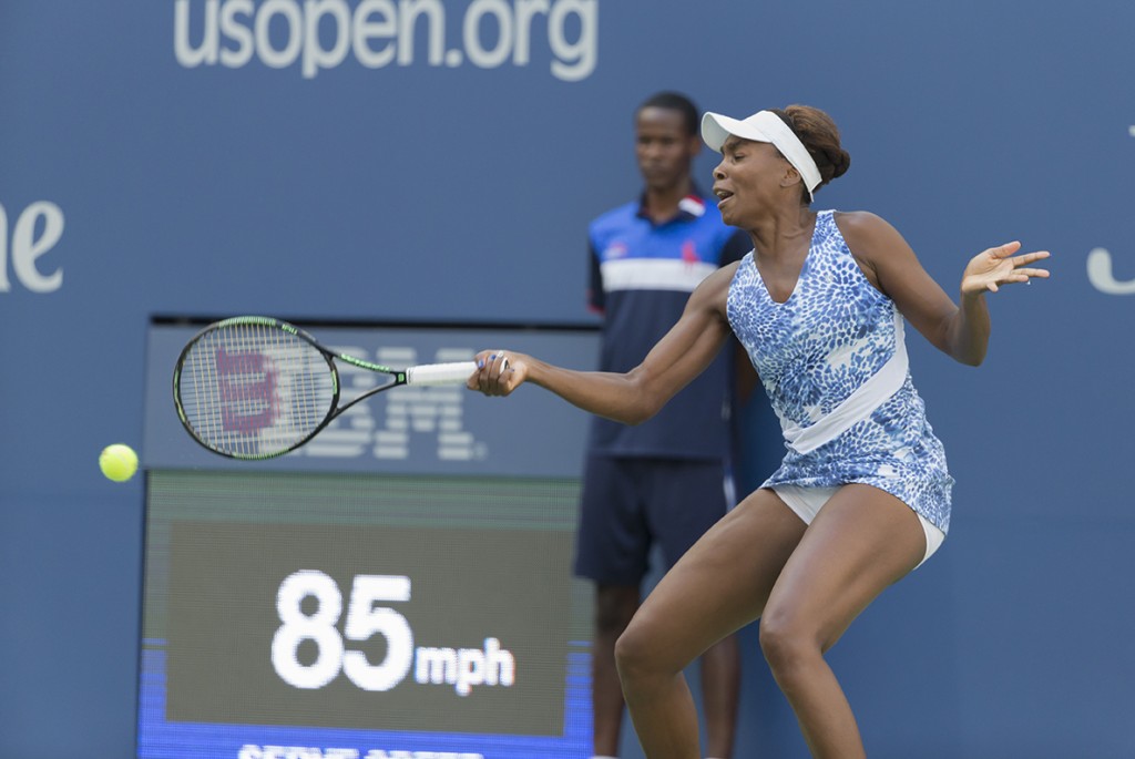 New York, NY - September 6, 2015: Venus Williams of USA returns