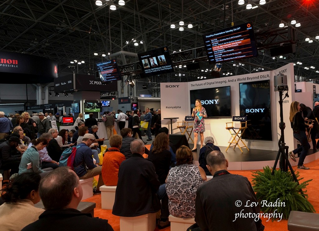 New York, NY - October 24, 2015: General atmosphere at SONY booth during Photoplus Expo in Jacob Javits Center
